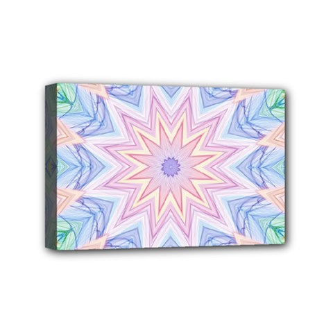 Soft Rainbow Star Mandala Mini Canvas 6  X 4  (framed) by Zandiepants