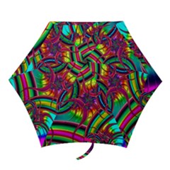 Abstract Neon Fractal Rainbows Mini Folding Umbrella by StuffOrSomething