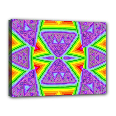 Trippy Rainbow Triangles Canvas 16  X 12  (framed) by SaraThePixelPixie