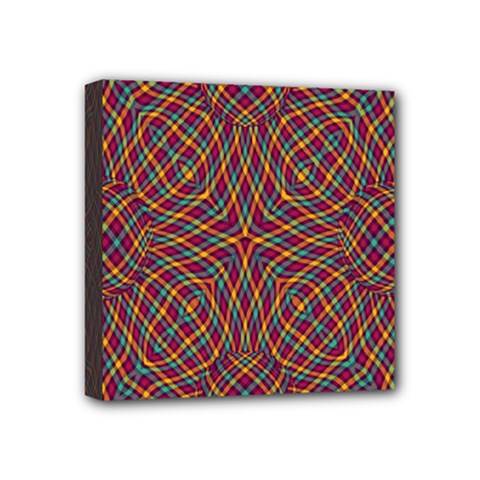 Trippy Tartan Mini Canvas 4  X 4  (framed) by SaraThePixelPixie