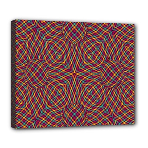Trippy Tartan Deluxe Canvas 24  X 20  (framed) by SaraThePixelPixie