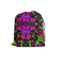 Abstract Florescent Unique  Drawstring Pouch (large) by OCDesignss