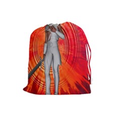 White Knight Drawstring Pouch (large) by icarusismartdesigns