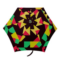 Shapes In Retro Colors 2 Mini Folding Umbrella by LalyLauraFLM