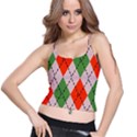 Argyle pattern abstract design Women s Spaghetti Strap Bra Top View1