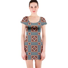 Squares Rectangles And Other Shapes Pattern Short Sleeve Bodycon Dress by LalyLauraFLM