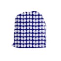 Blue And White Leaf Pattern Drawstring Pouch (Large) View1