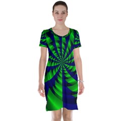 Green Blue Spiral Short Sleeve Nightdress by LalyLauraFLM