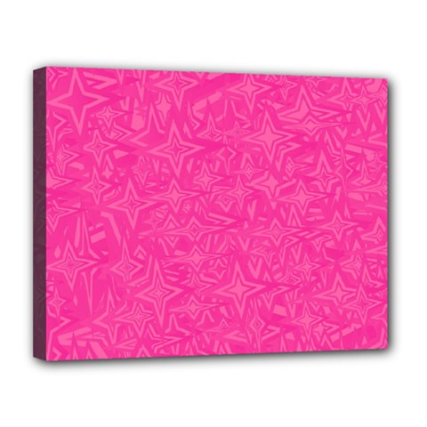 Abstract Stars In Hot Pink Canvas 14  X 11  (framed) by StuffOrSomething