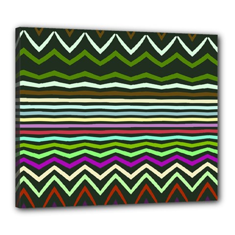 Chevrons And Distorted Stripes Canvas 24  X 20  (stretched) by LalyLauraFLM