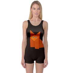 Dark Cute Origami Fox One Piece Boyleg Swimsuit by CreaturesStore