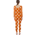 Orange And White Polka Dots Long Sleeve Catsuit View2