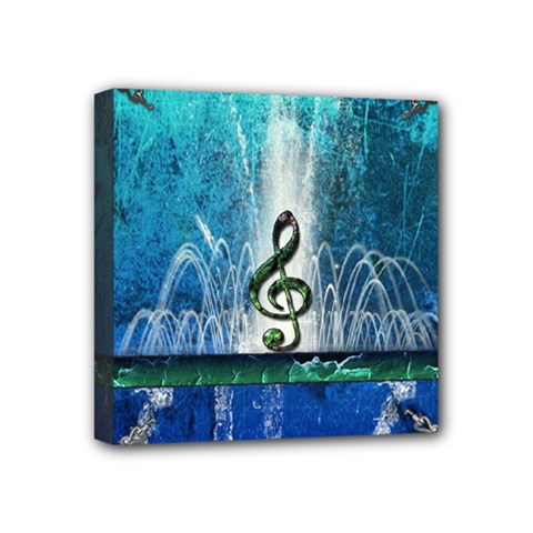 Clef With Water Splash And Floral Elements Mini Canvas 4  X 4  by FantasyWorld7