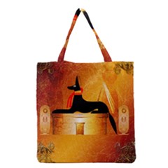 Anubis, Ancient Egyptian God Of The Dead Rituals  Grocery Tote Bags by FantasyWorld7