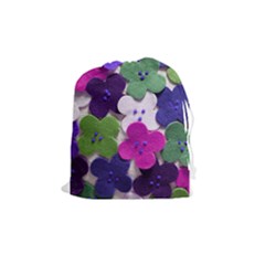 Cotton Flower Buttons  Drawstring Pouches (medium)  by OCDesignss
