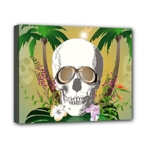 Funny Skull With Sunglasses And Palm Canvas 10  X 8  by FantasyWorld7