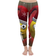 Funny Christmas Smiley Winter Leggings by FantasyWorld7