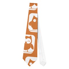 Orange And White Owl Pattern Neckties (one Side)  by GardenOfOphir