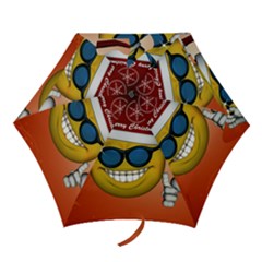 Funny Christmas Smiley With Sunglasses Mini Folding Umbrellas by FantasyWorld7