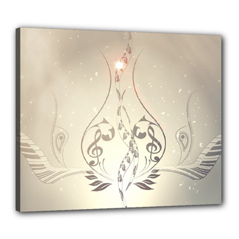 Music, Piano With Clef On Soft Background Canvas 24  X 20  by FantasyWorld7