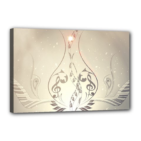 Music, Piano With Clef On Soft Background Canvas 18  X 12  by FantasyWorld7