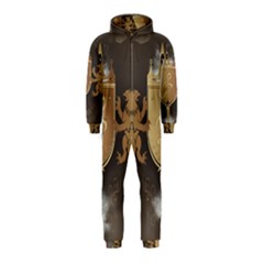 Music, Clef On A Shield With Liions And Water Splash Hooded Jumpsuit (kids) by FantasyWorld7