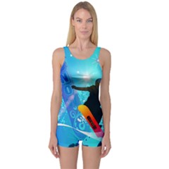 Snowboarding Women s Boyleg One Piece Swimsuits by FantasyWorld7