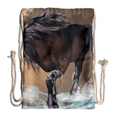 Beautiful Horse With Water Splash Drawstring Bag (large) by FantasyWorld7