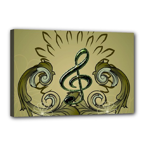 Decorative Clef With Damask In Soft Green Canvas 18  X 12  by FantasyWorld7