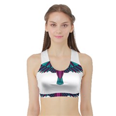 Stained Glass Bird Illustration  Women s Sports Bra With Border by carocollins