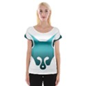 Fox Logo Blue Gradient Women s Cap Sleeve Top View1