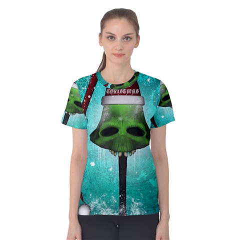 I Wish You A Merry Christmas, Funny Skull Mushrooms Women s Cotton Tees by FantasyWorld7
