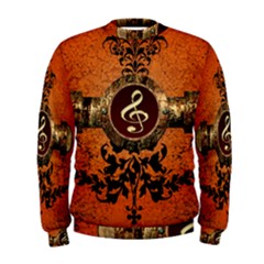 Wonderful Golden Clef On A Button With Floral Elements Men s Sweatshirts by FantasyWorld7