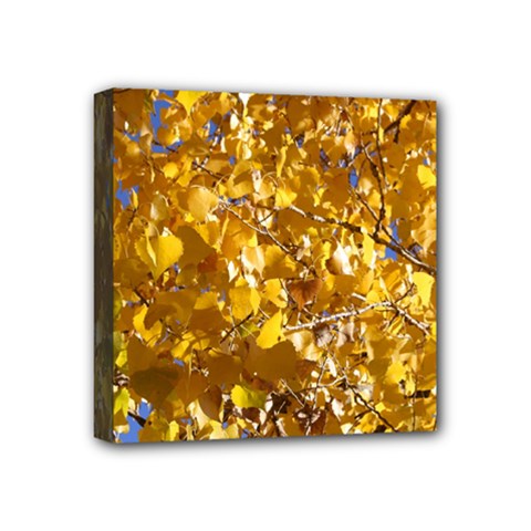 Yellow Leaves Mini Canvas 4  X 4  by trendistuff