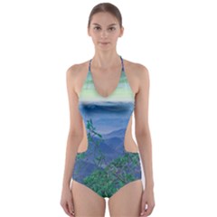 Fantasy Landscape Photo Collage Cut-out One Piece Swimsuit by dflcprintsclothing