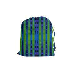 Blue Green Geometric Drawstring Pouches (medium)  by BrightVibesDesign
