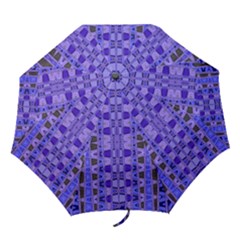 Blue Black Geometric Pattern Folding Umbrellas by BrightVibesDesign