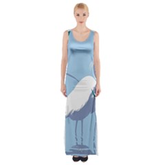 Egret Maxi Thigh Split Dress by WaltCurleeArt