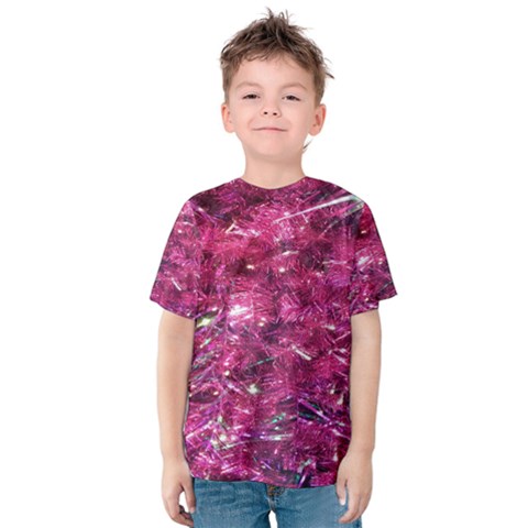 Festive Hot Pink Glitter Merry Christmas Tree  Kid s Cotton Tee by yoursparklingshop