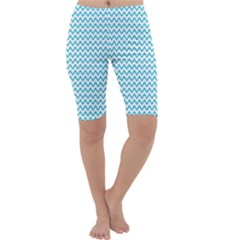 Blue White Chevron Cropped Leggings  by yoursparklingshop