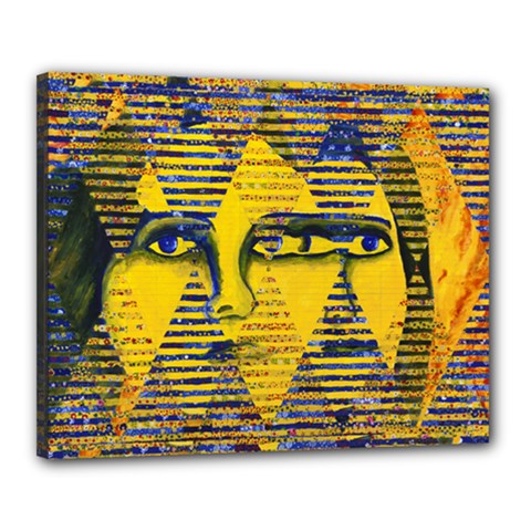 Conundrum Ii, Abstract Golden & Sapphire Goddess Canvas 20  X 16  by DianeClancy