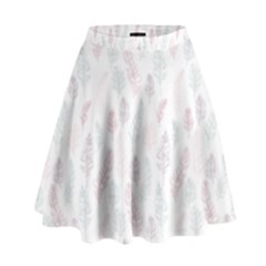 Whimsical Feather Pattern, Soft Colors, High Waist Skirt by Zandiepants