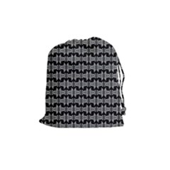 Black White Tiki Pattern Drawstring Pouches (medium)  by BrightVibesDesign