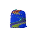 Colorful Wave Blue Abstract Drawstring Pouches (Small)  View2