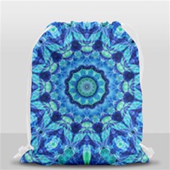 Blue Sea Jewel Mandala Drawstring Bag (small) by Zandiepants