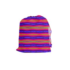 Bright Pink Purple Lines Stripes Drawstring Pouches (medium)  by BrightVibesDesign