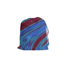 Swish Blue Red Abstract Drawstring Pouches (small)  by BrightVibesDesign