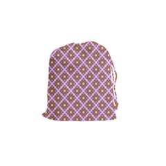 Crisscross Pastel Pink Yellow Drawstring Pouches (small)  by BrightVibesDesign