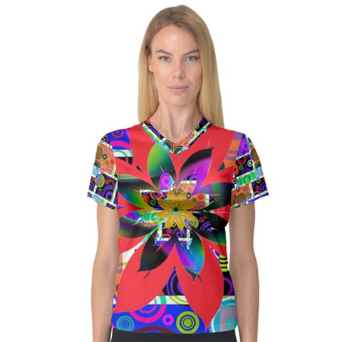Pizap Com14616118485632 Women s V-neck Sport Mesh Tee by jpcool1979
