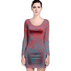 Red And Blue Pattern Long Sleeve Bodycon Dress by Valentinaart